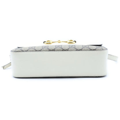Gucci Horsebit 1955 Shoulder Bag Small GG Canvas Leather White Beige — view 4
