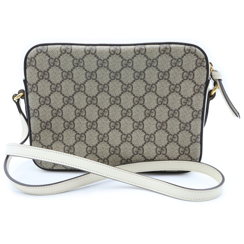 Gucci Horsebit 1955 Shoulder Bag Small GG Canvas Leather White Beige — view 2