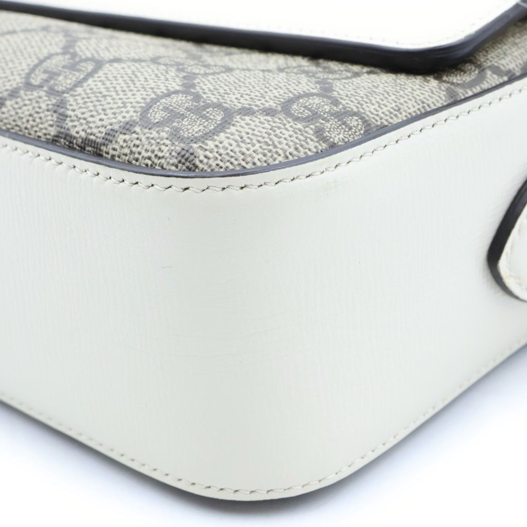 Gucci Horsebit 1955 Shoulder Bag Small GG Canvas Leather White Beige — view 5