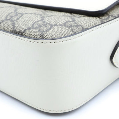 Gucci Horsebit 1955 Shoulder Bag Small GG Canvas Leather White Beige — view 5
