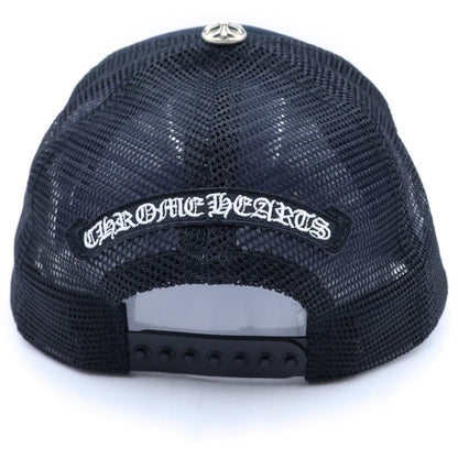 Chrome Hearts Track Khaki Cap 3 Cemetery Leather Patch Mesh Cap Black Orange Hat — view 2