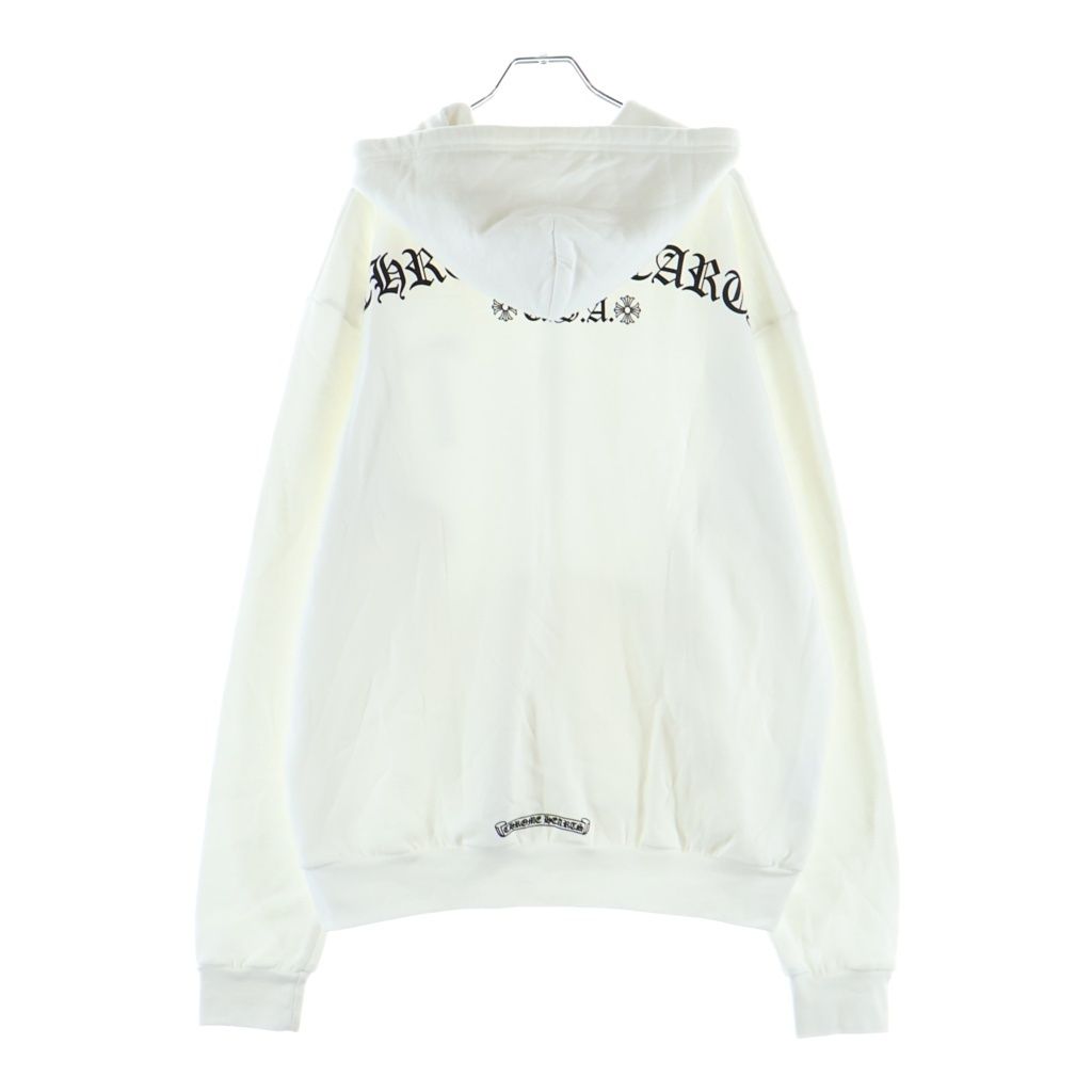 Chrome Hearts Sweatshirt HD Zip Back Arch Logo Front T Bar Print Hoodie White — view 2