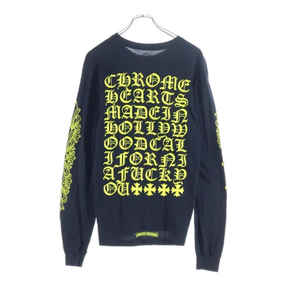 Chrome Hearts Vertical Logo Long Sleeve Tee Arm Floral Print Crew Neck T-Shirt