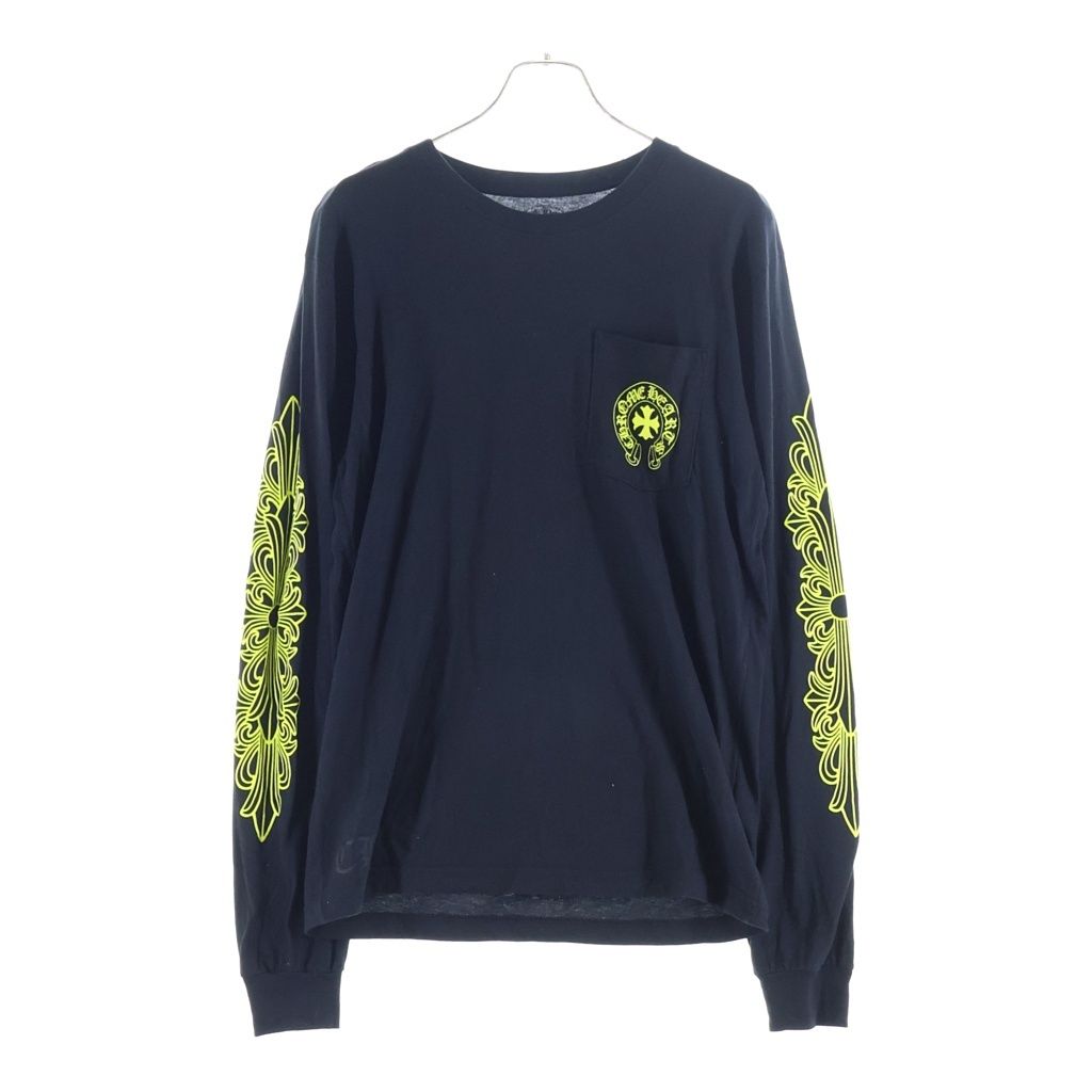 Chrome Hearts Vertical Logo Long Sleeve Tee Arm Floral Print Crew Neck T-Shirt — view 2