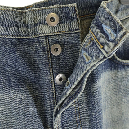 Dior Regular Fit Cotton Twill Jeans Fit Button Fly Patchwork Denim Pants Indigo — view 5
