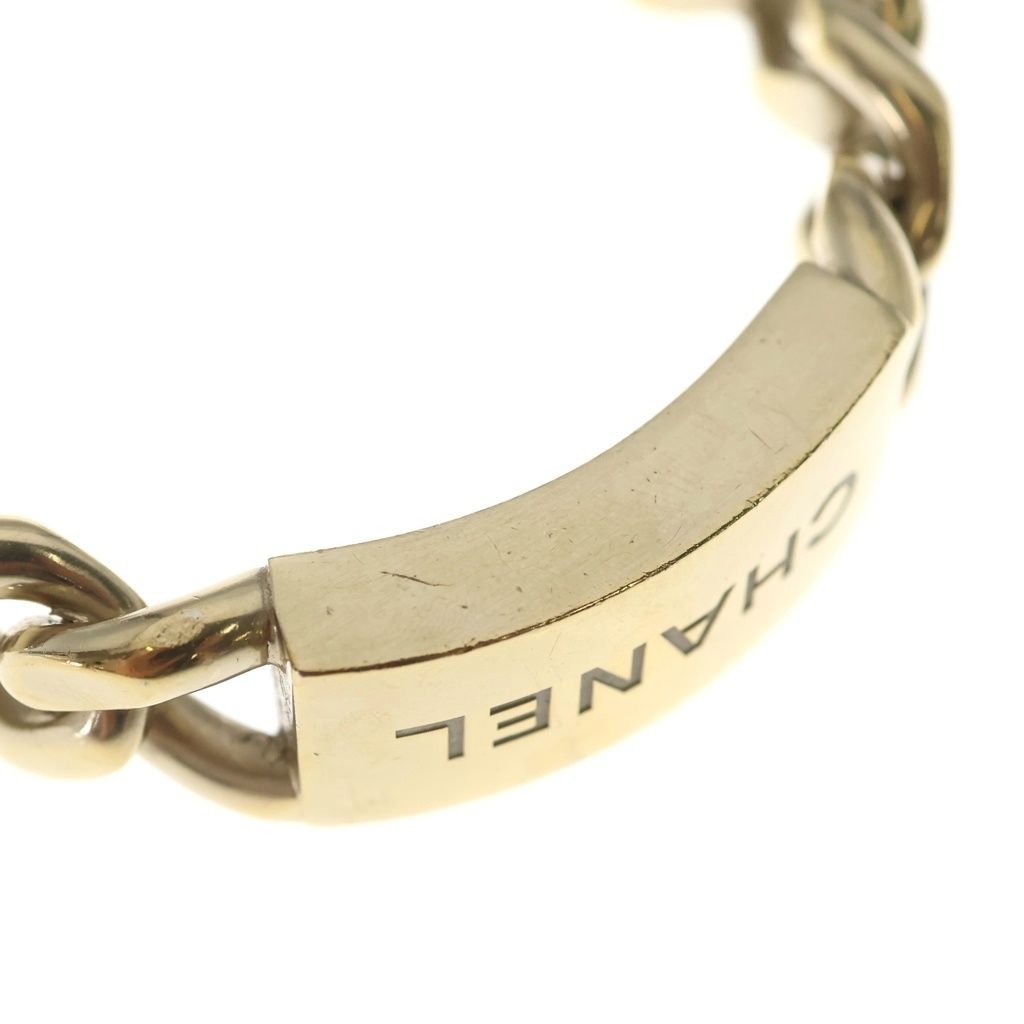 Chanel Logo Bangle Chain Motif Bracelet Metal Gold with Bean — view 6