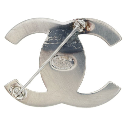 Chanel CC Logo Turnlock Brooch Silver Metal — view 2