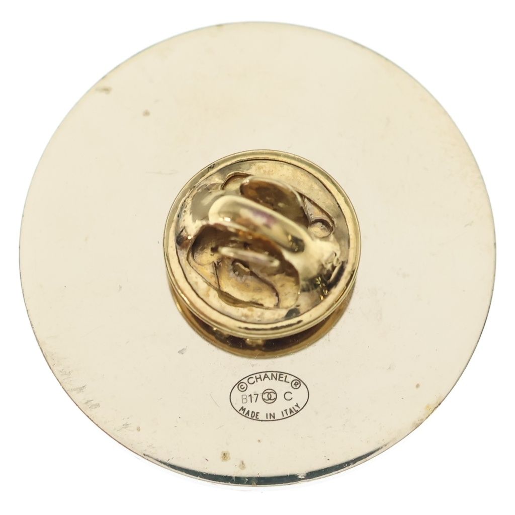 Chanel 31 Rue Cambon Round Pin Brooch Logo CC Blue Red Gold Metal — view 2
