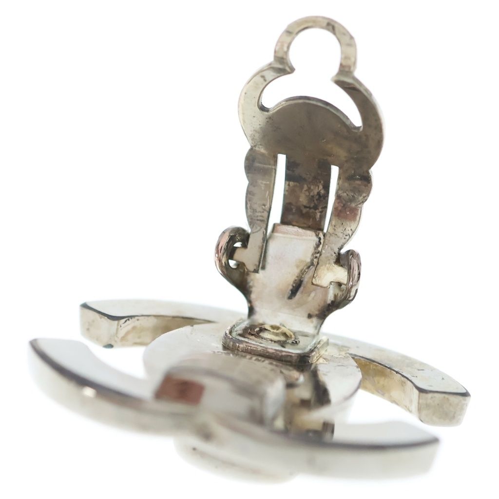 Chanel CC Logo Turnlock Earrings Metal Silver with Bean — view 5