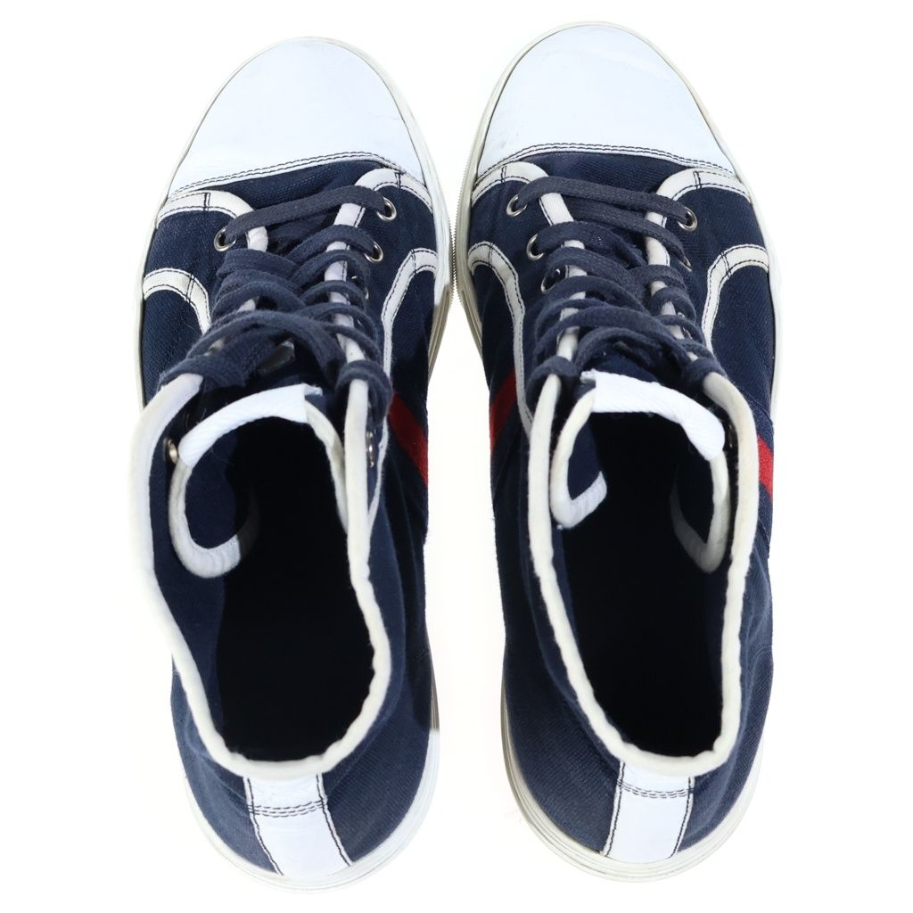 Gucci Sherry Line Canvas Leather High Top Sneakers Navy White — view 4