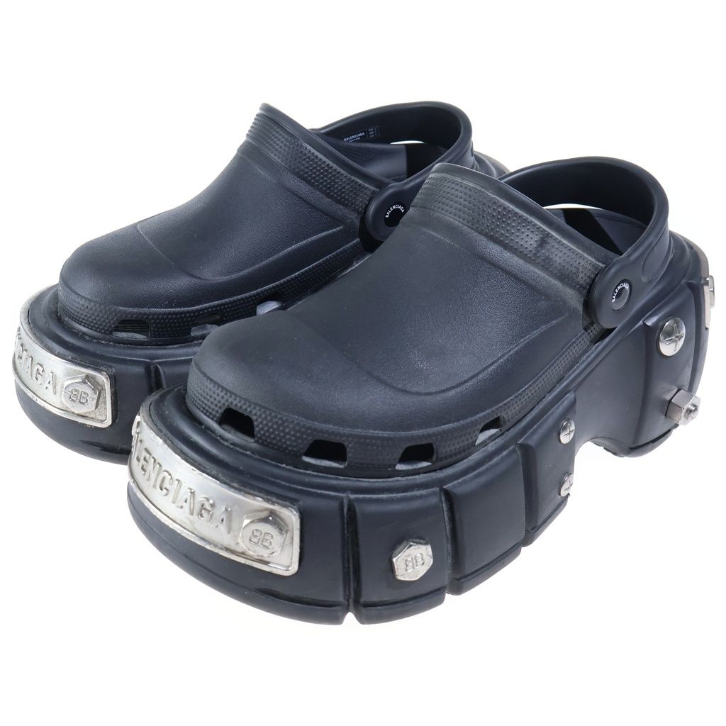 Balenciaga SS Crocs Hard Platform Studs Sandals Black