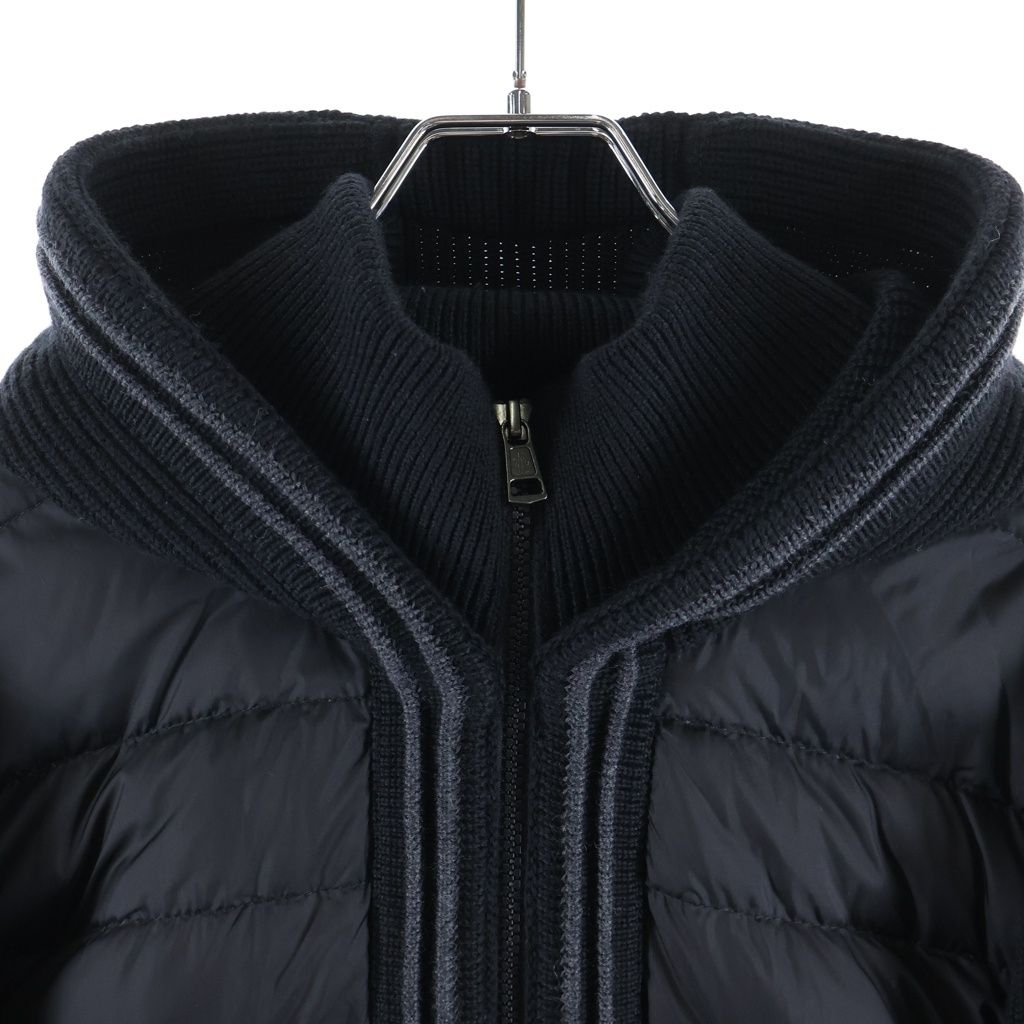 Moncler Maglione Knit Contrast Hooded Down Jacket Black — view 3