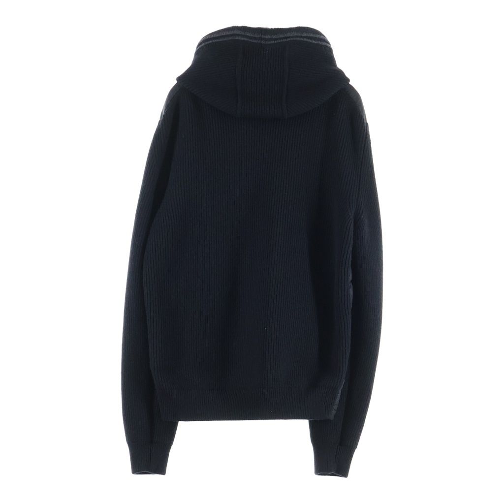 Moncler Maglione Knit Contrast Hooded Down Jacket Black — view 2