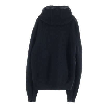 Moncler Maglione Knit Contrast Hooded Down Jacket Black — view 2