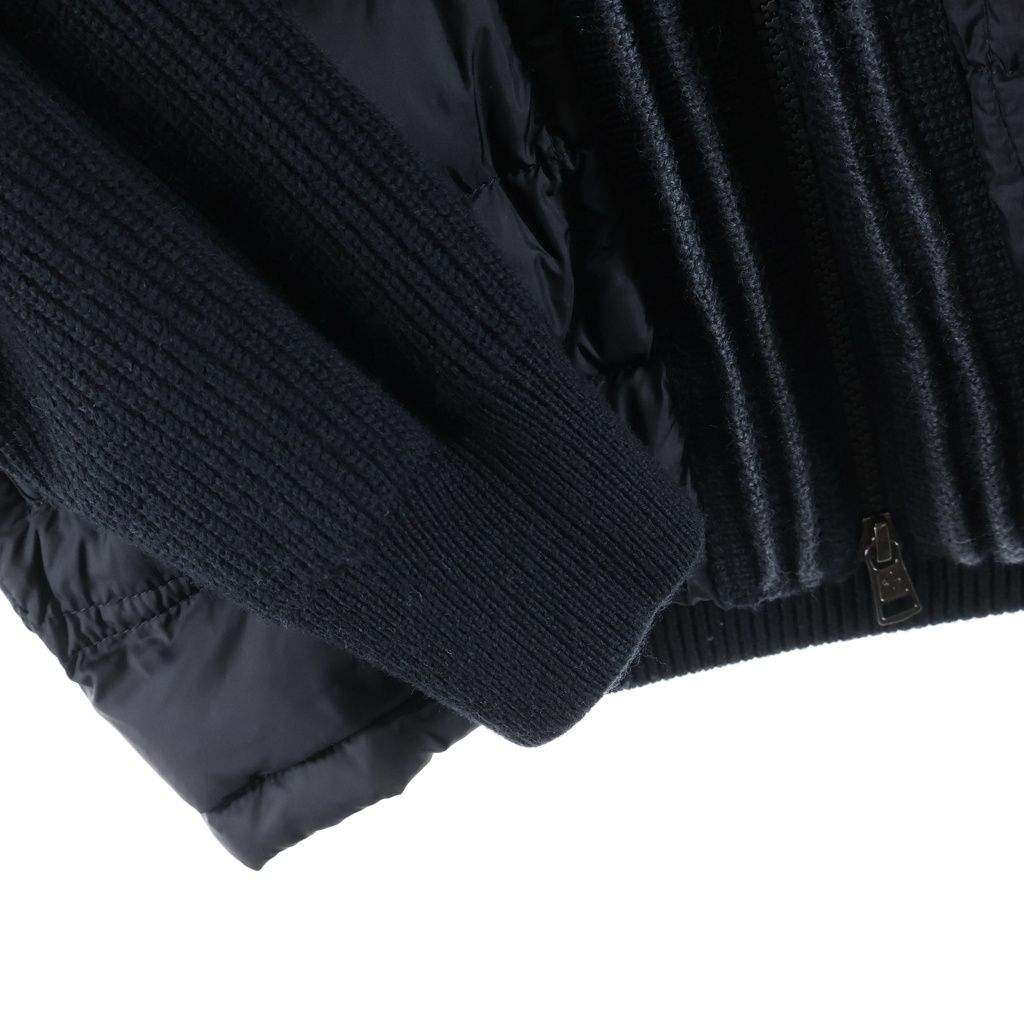 Moncler Maglione Knit Contrast Hooded Down Jacket Black — view 6