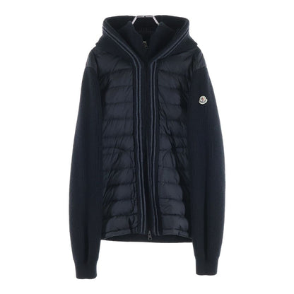 Moncler Maglione Knit Contrast Hooded Down Jacket Black