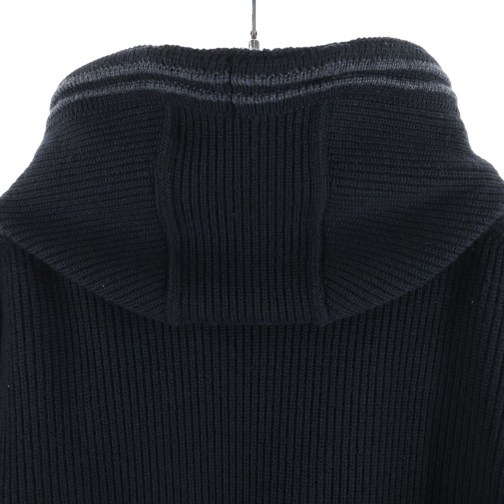 Moncler Maglione Knit Contrast Hooded Down Jacket Black — view 4