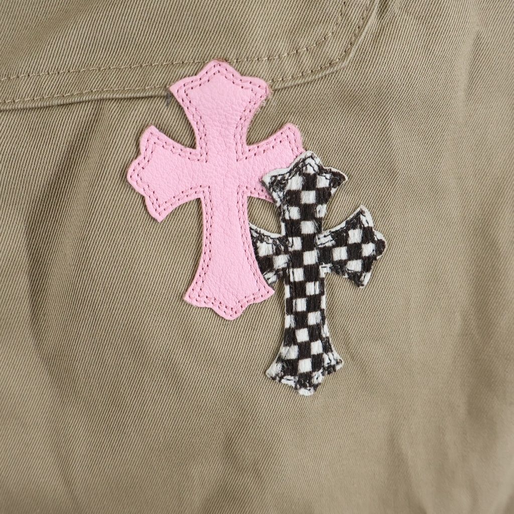 Chrome Hearts Work Dog Cross Ball Shirt with Patch Jacket Beige Pink — view 6