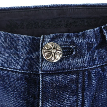 Chrome Hearts 5 Pkt Flare Denim Pants Cross Ball Button Fly Indigo — view 5