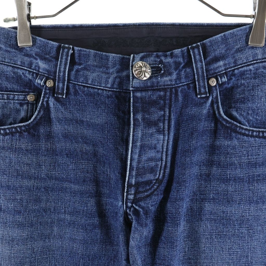 Chrome Hearts 5 Pkt Flare Denim Pants Cross Ball Button Fly Indigo — view 3