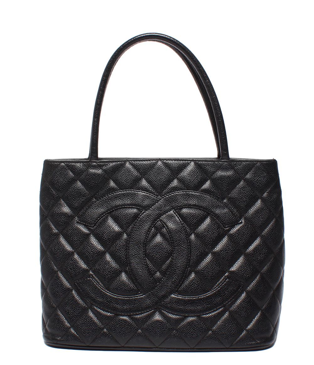 Chanel Tote Bag Silver Quilted Caviar Leather Reprint CC Logo