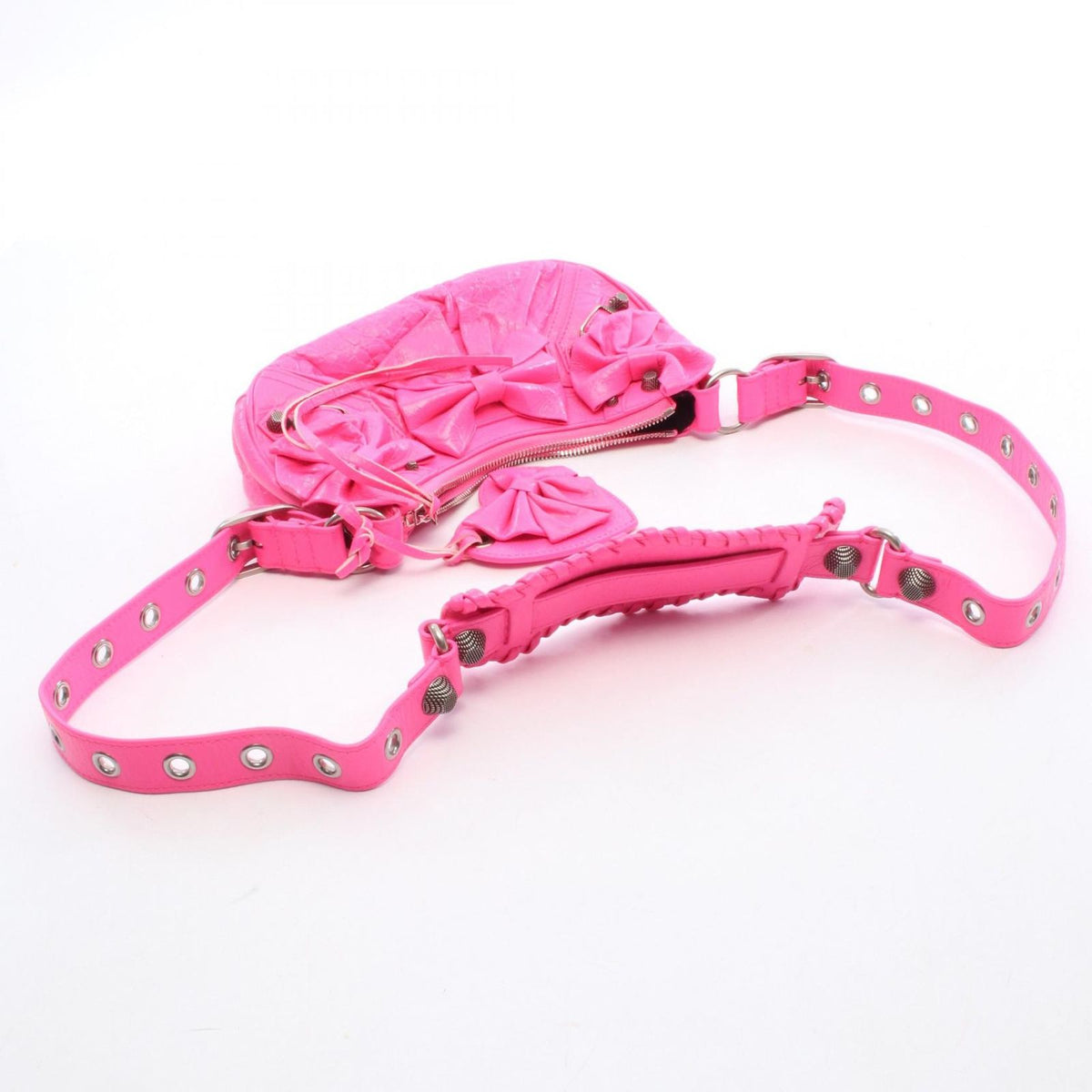 Balenciaga Shoulder Bag Buckle Cagole Ribbon Pink Leather XS — view 7