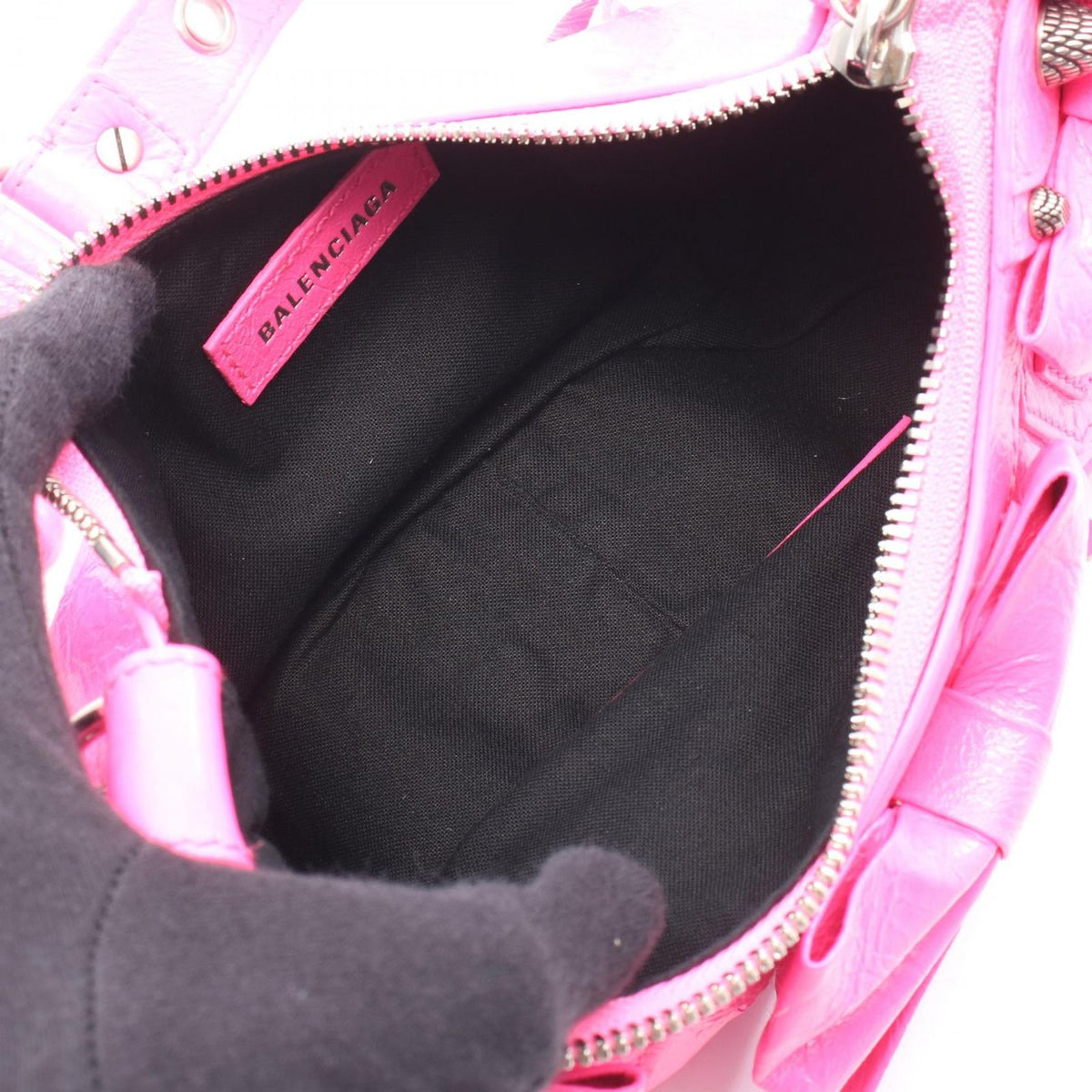 Balenciaga Shoulder Bag Buckle Cagole Ribbon Pink Leather XS — view 3