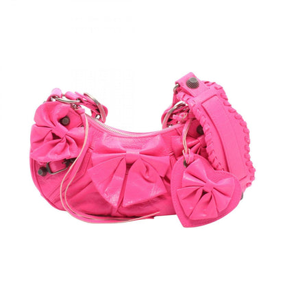 Balenciaga Shoulder Bag Buckle Cagole Ribbon Pink Leather XS