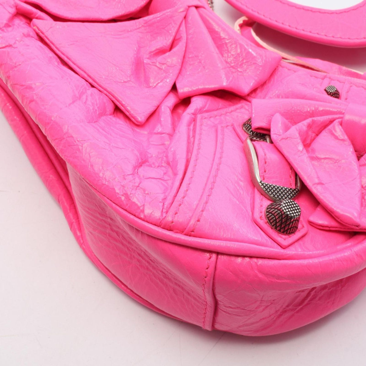 Balenciaga Shoulder Bag Buckle Cagole Ribbon Pink Leather XS — view 6