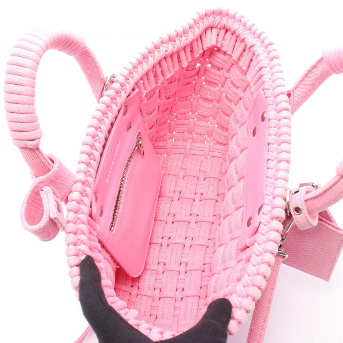 Balenciaga Tote Bag Bistro XS Basket 2-Way Pink Canvas — view 3