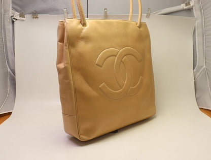 Chanel CC Logo Lambskin Tote Bag — view 4