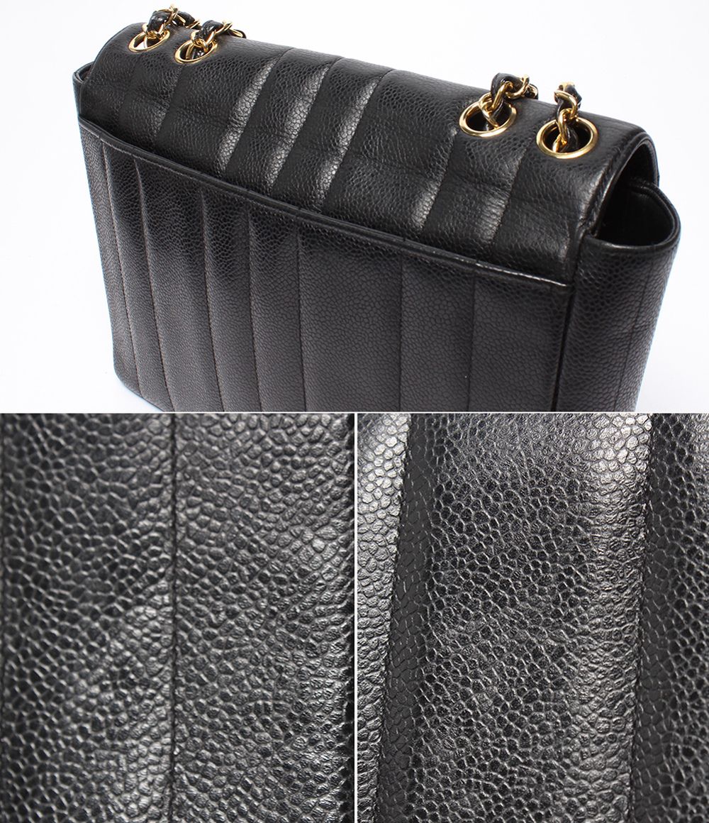 Chanel Chain Shoulder Bag Gold Double Single Flap Caviar Leather Mademoiselle — view 7