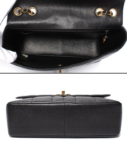 Chanel Chain Shoulder Bag Gold Double Single Flap Caviar Leather Mademoiselle — view 3