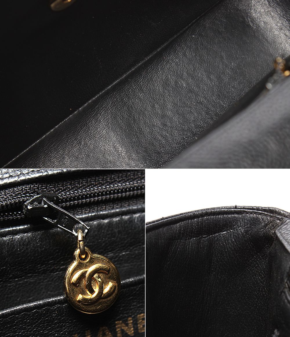 Chanel Chain Shoulder Bag Gold Double Single Flap Caviar Leather Mademoiselle — view 8