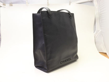 Chanel Logo Caviar Leather Tote Bag — view 4