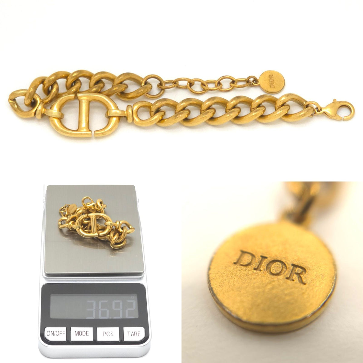 Dior CD Navy Bracelet Gold Tone Metal 22.5 — view 8