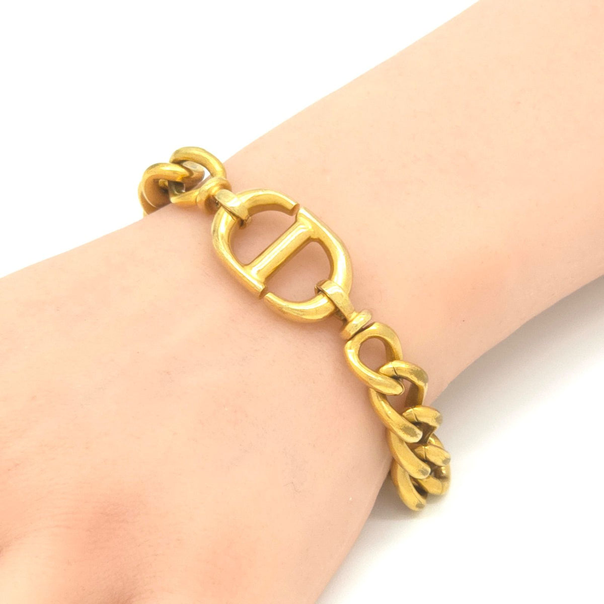 Dior CD Navy Bracelet Gold Tone Metal 22.5 — view 2