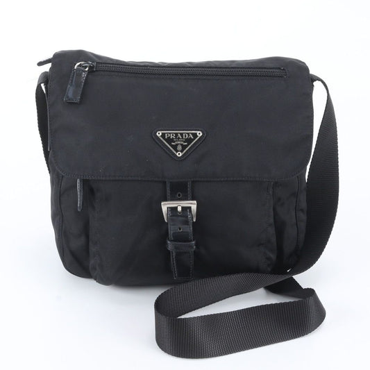 Prada White Tag Tessuto Nylon Triangle Logo Leather Shoulder Bag Crossbody