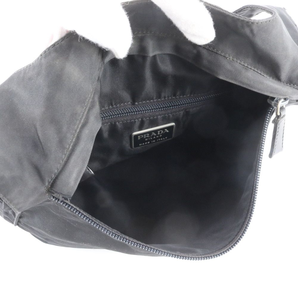 Prada White Tag Tessuto Nylon Triangle Logo Leather Shoulder Bag Crossbody — view 8