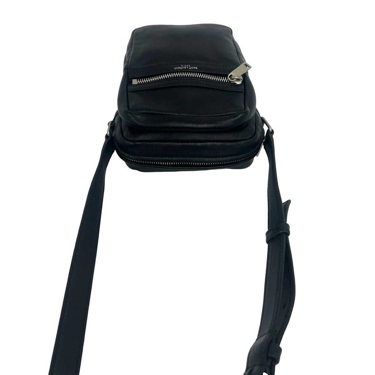 Saint Laurent Paris Sid Logo Leather Shoulder Bag Pochette Crossbody Black — view 4