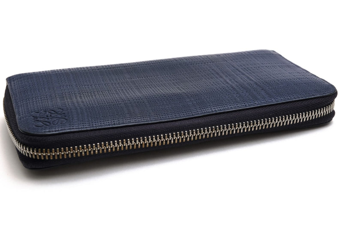 Loewe Wallet Leather Navy Zip Around Anagram Embossed Coin Purse Round — view 3