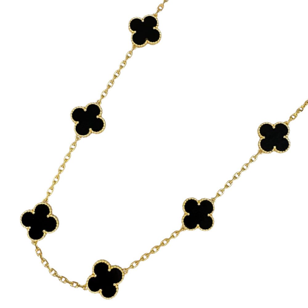 Van Cleef & Arpels Vintage Alhambra Necklace 18k Yellow Gold Onyx