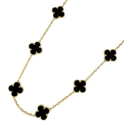Van Cleef & Arpels Vintage Alhambra Necklace 18k Yellow Gold Onyx
