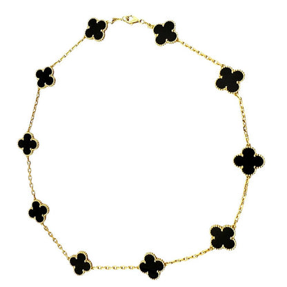 Van Cleef & Arpels Vintage Alhambra Necklace 18k Yellow Gold Onyx — view 8