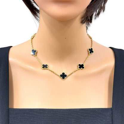 Van Cleef & Arpels Vintage Alhambra Necklace 18k Yellow Gold Onyx — view 2