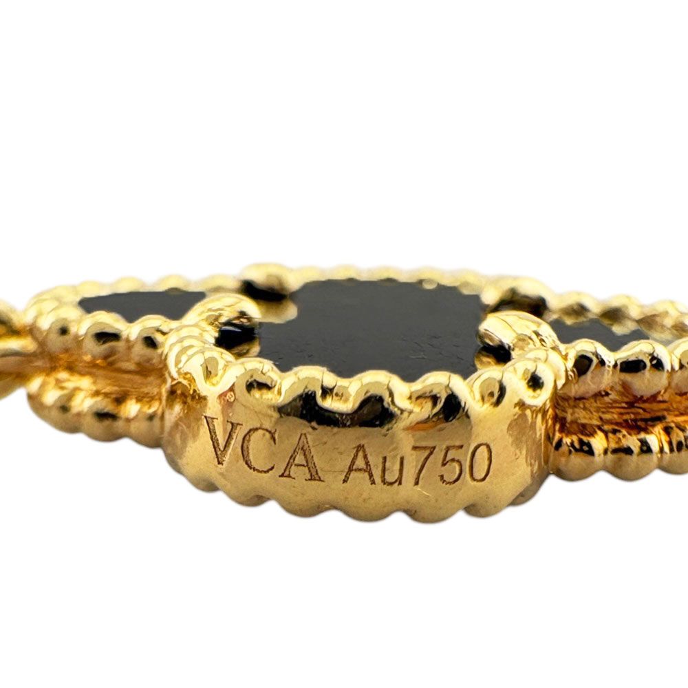 Van Cleef & Arpels Vintage Alhambra Necklace 18k Yellow Gold Onyx — view 6