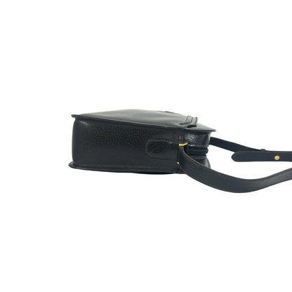 Gucci Vintage Interlocking G GG Logo Leather Shoulder Bag Pochette Black — view 6