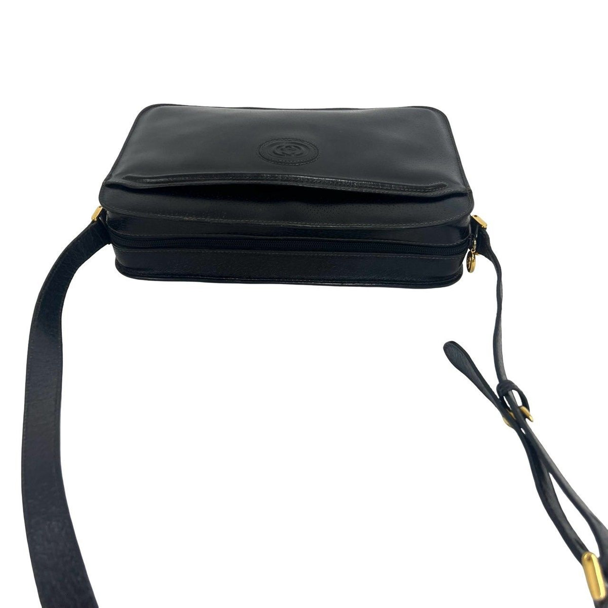 Gucci Vintage Interlocking G GG Logo Leather Shoulder Bag Pochette Black — view 4