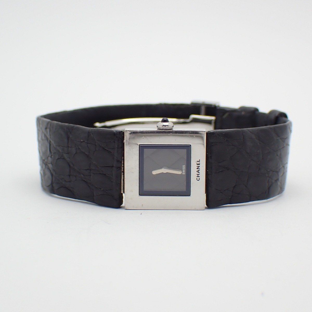 Chanel Quilted Quartz Watch Black Dial Leather Strap D Buckle — view 2