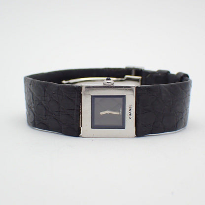 Chanel Quilted Quartz Watch Black Dial Leather Strap D Buckle — view 2